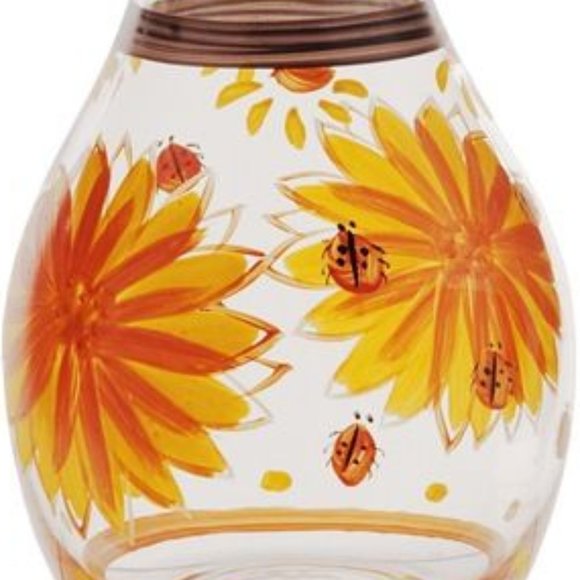 Vera Hand-Painted Sunflora Glass Bud Vase NIB - Picture 2 of 2